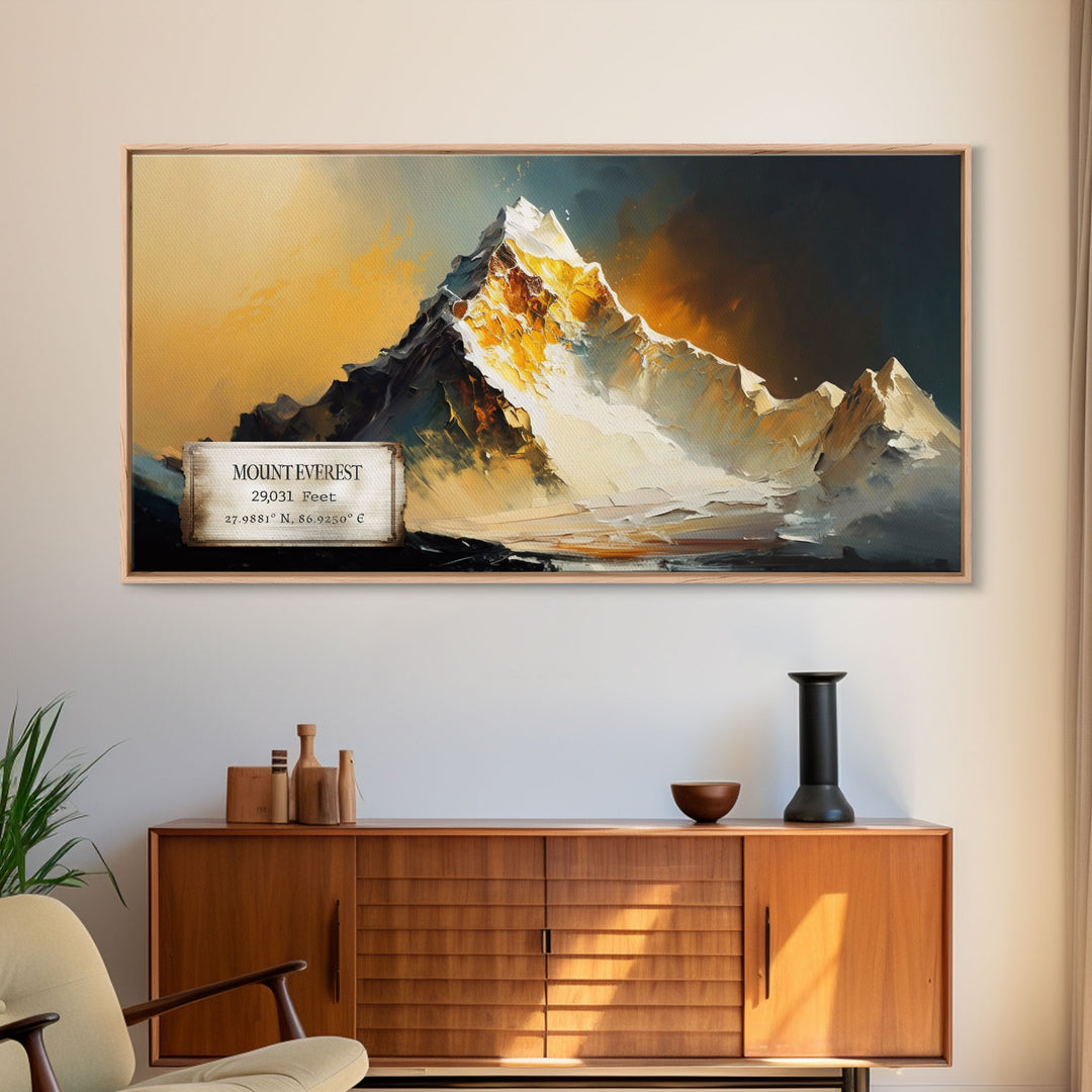 Mount Everest, Himalayas, Wall Art, Original Mountain Painting Print, Travel Poster