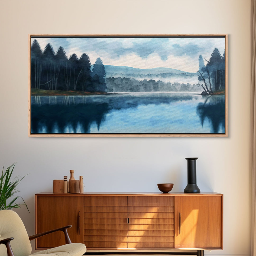 Blue Lake Art | Framed Canvas Print | Blue Lake Painting | Lake House Decor | Guest Room Landscape Painting | Waldo Lake Painting