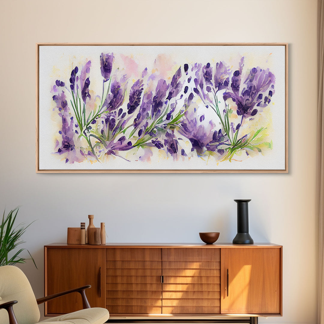 Floral wall art, Wild Lavender wall art, canvas print, watercolor painting of lavender flowers, Botanical art, farmhouse decor, Rustic art