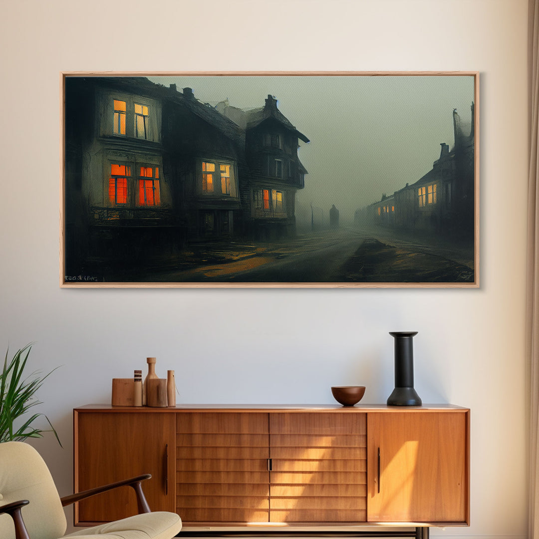 Creepy WildWest Art, canvas print, gloomy abandoned street