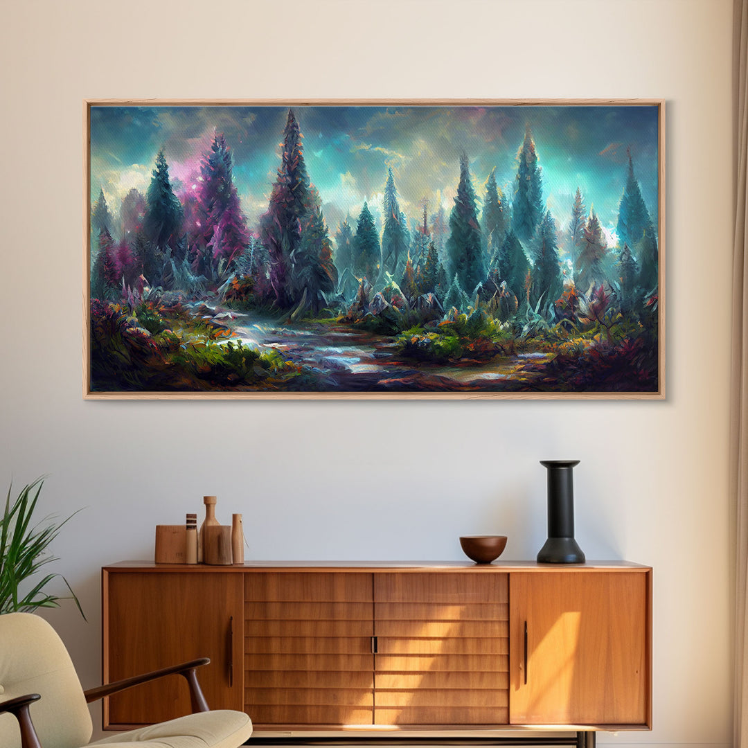 Trippy wall art canvas print, psychedelic wall art, Panoramic nature landscape wall art, fantasy art