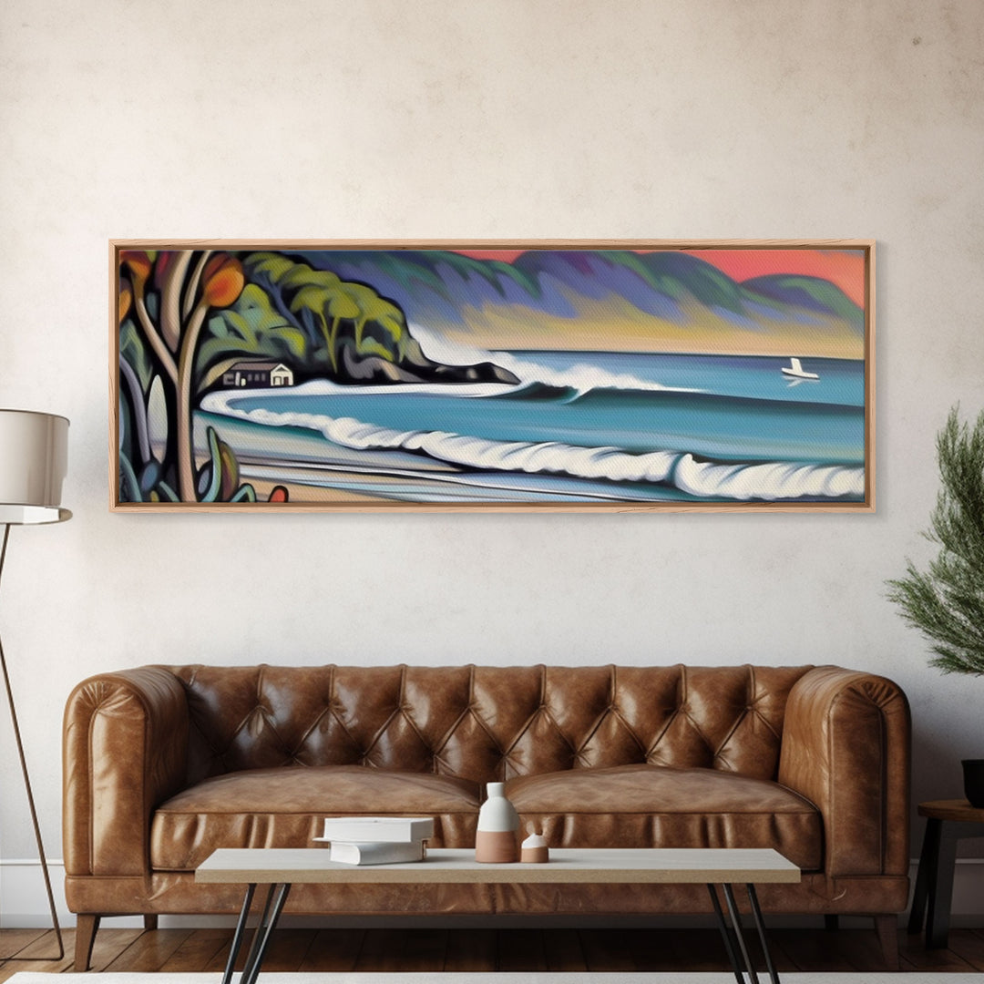 Abstract Beach Canvas Art Print, Sea, Ocean, Seascape, Nature, Waves, Beach House Art, Wall Decor, Panoramic, Wall Art, Canvas Print