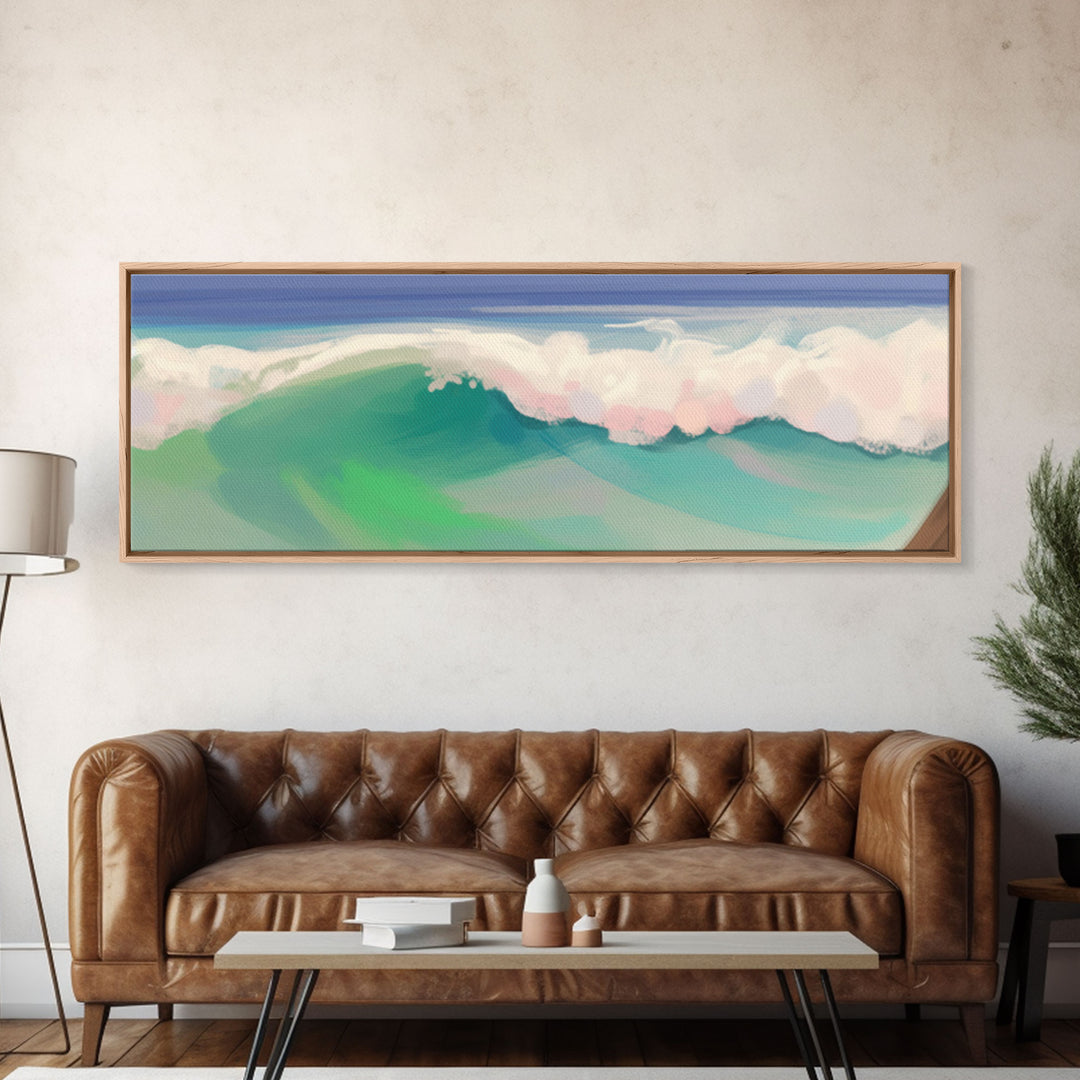 Abstract Seascape Canvas Art Print, Sea Foam, Ocean, Nature, Waves, Beach House Art, Wall Decor, Panoramic, Wall Art, Canvas Print