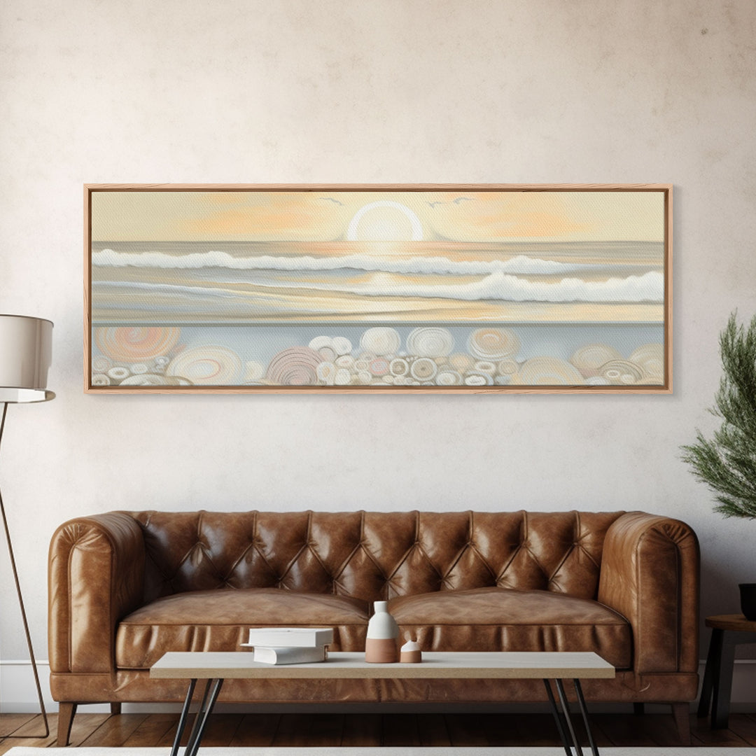 Abstract  Ocean Wall Art Canvas Print, Pastel Beach Wall Art, Seascape Wall Decor, Ocean Waves Wall Art, Panoramic, Wall Art, Canvas Print