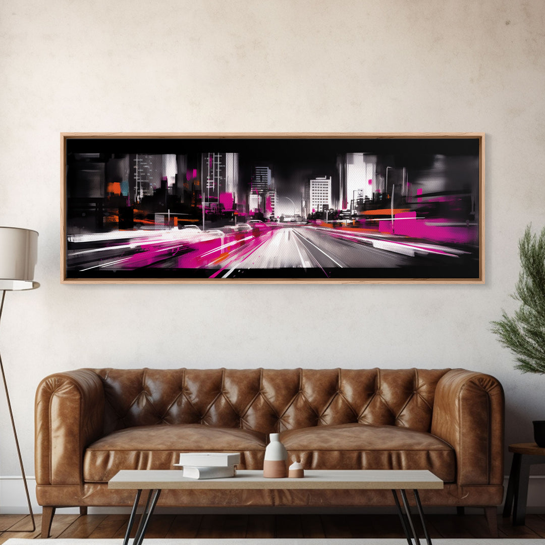 Abstract City Art Print, Abstract Framed Canvas Print, Skyscrapers, Urban Art Wall Decor, Wall Decor, Panoramic, Wall Art, Canvas Print