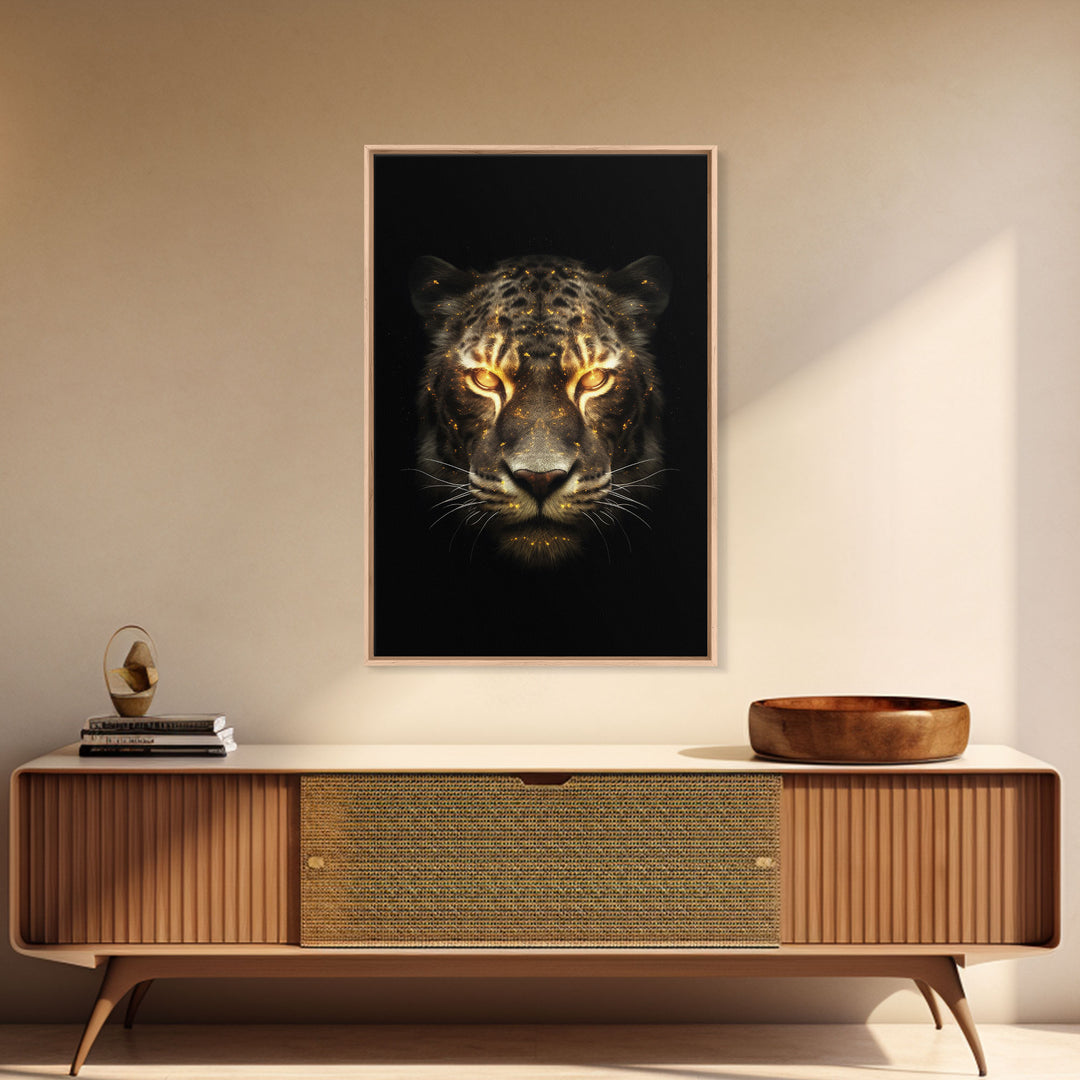 Fire Eyed Tiger Portrait Art Print, Framed Wall Art, Canvas Print, Big Cat Art, Tiger Painting, Cosmic Tiger Print