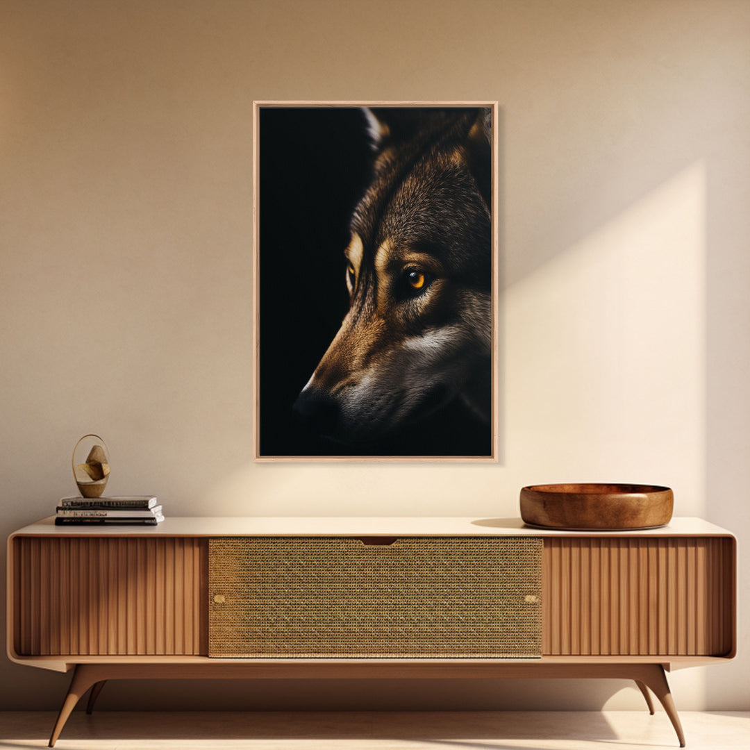 Animal Prints, Timber Wolf, Portrait Of A Wolf, Framed Canvas Print, Wolf Photography Art, Timber Wolves Art