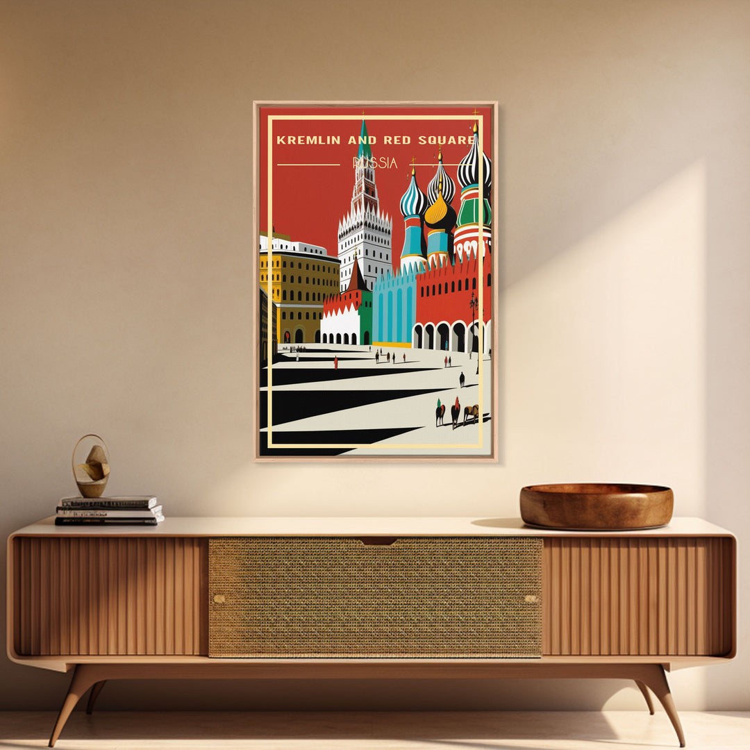 Travel Wall Art, Travel Poster, Russian Art, Retro Travel Art, Kremlin Wall Art, Red Square, Travel Artwork, Wall Poster, Canvas Wall Print