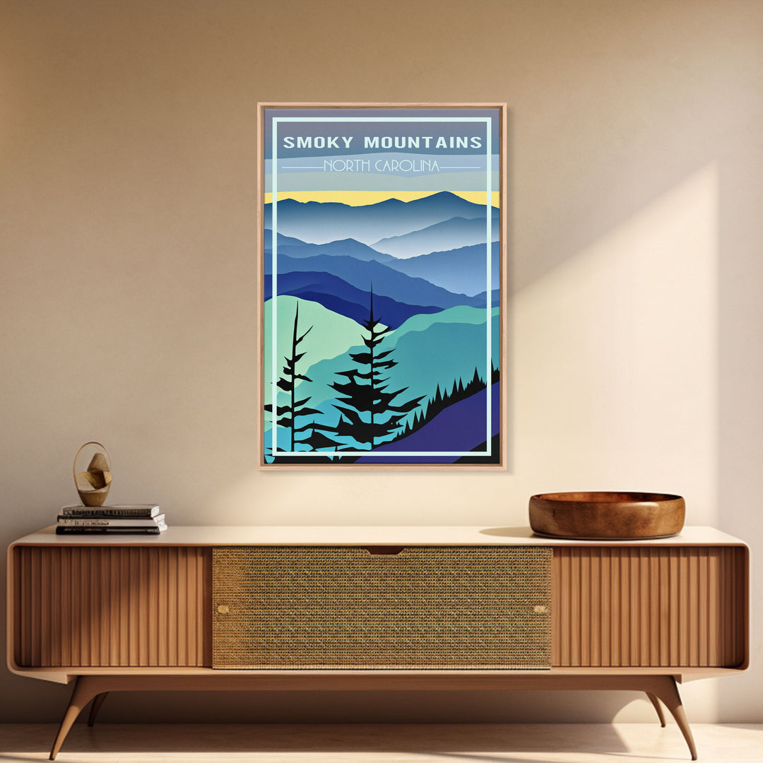 Smoky Mountains Art, North Carolina Wall Print, America Travel Poster, Travel Wall Print, Travel Poster, Travel Wall Art, Canvas Wall Print