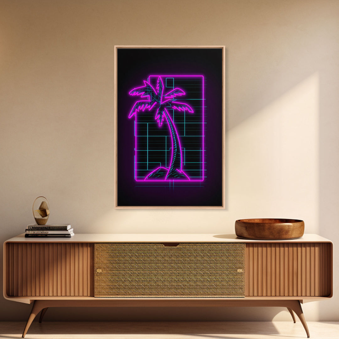 Purple Coconut Tree Wall Art, Tree Art, Nature Print, Tropical Art, Minimalist Print, Wall Decor, Canvas Print, Wall Art, Framed Canvas