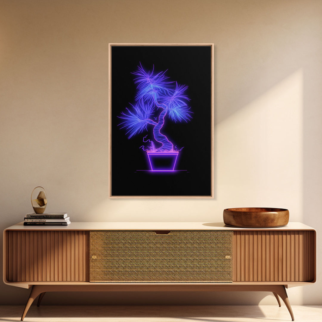 Violet Tropical Plant Wall Art, Potted Plant Wall Decor. Nature Art, Minimalist Print, Wall Decor, Canvas Print, Wall Art, Framed Canvas