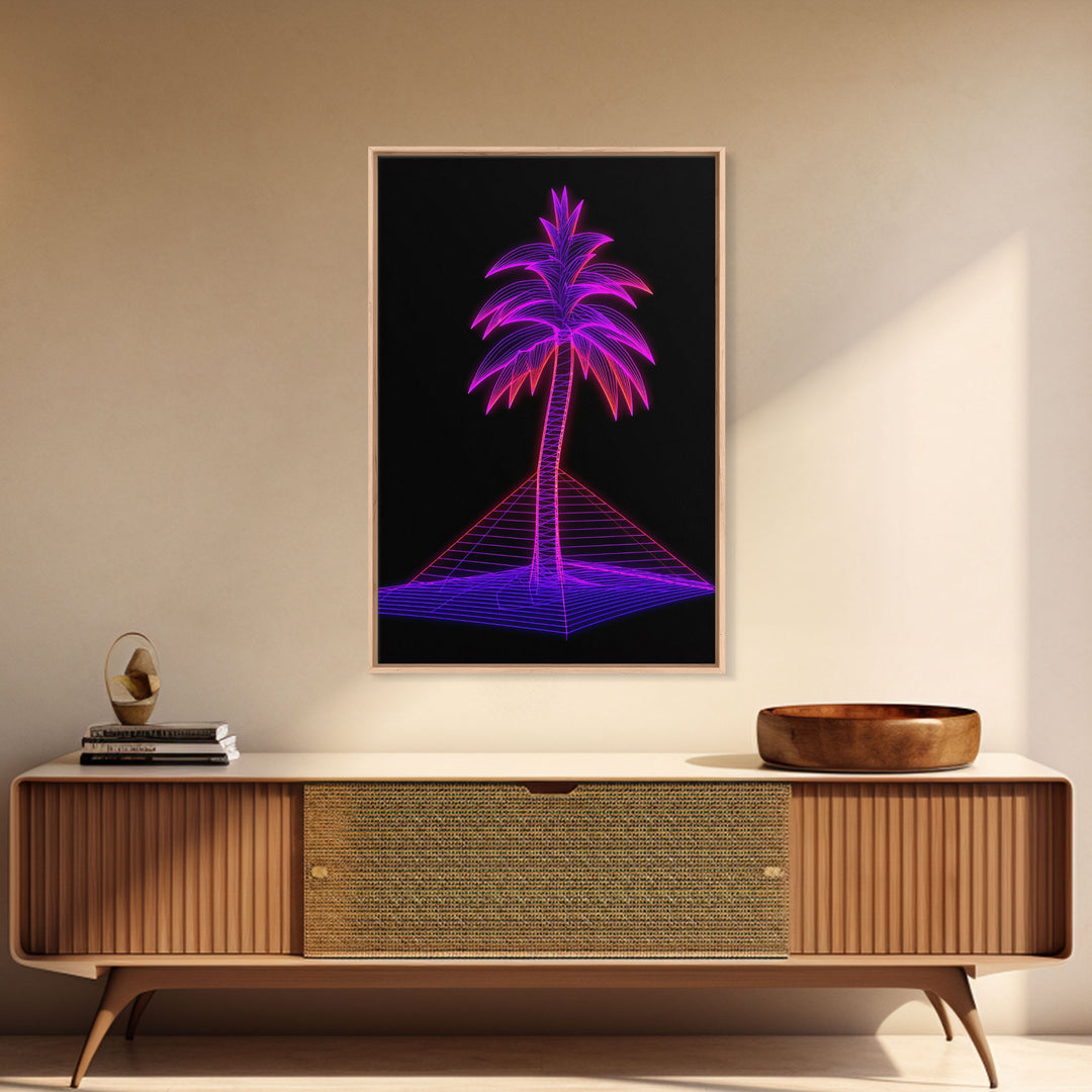 Purple Palm Tree Wall Art, Tropical Plant Wall Decor, Nature Art, Minimalist Print, Wall Decor, Canvas Print, Wall Art, Framed Canvas