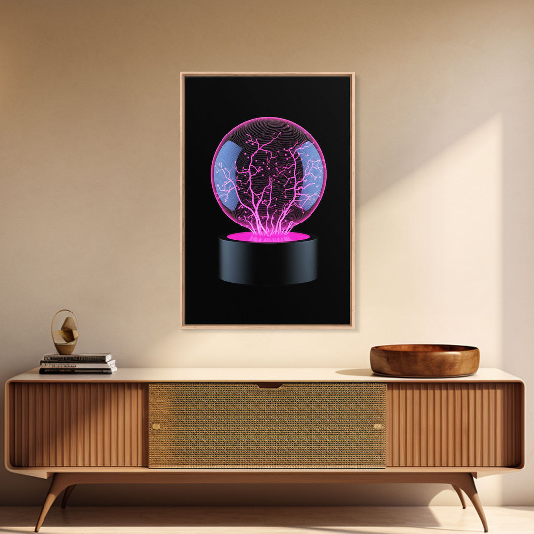 Plasma Ball Wall Decor, Science Art Print, Nerd Art, Geek Art Print, Minimalist Print, Wall Decor, Canvas Print, Wall Art, Framed Canvas