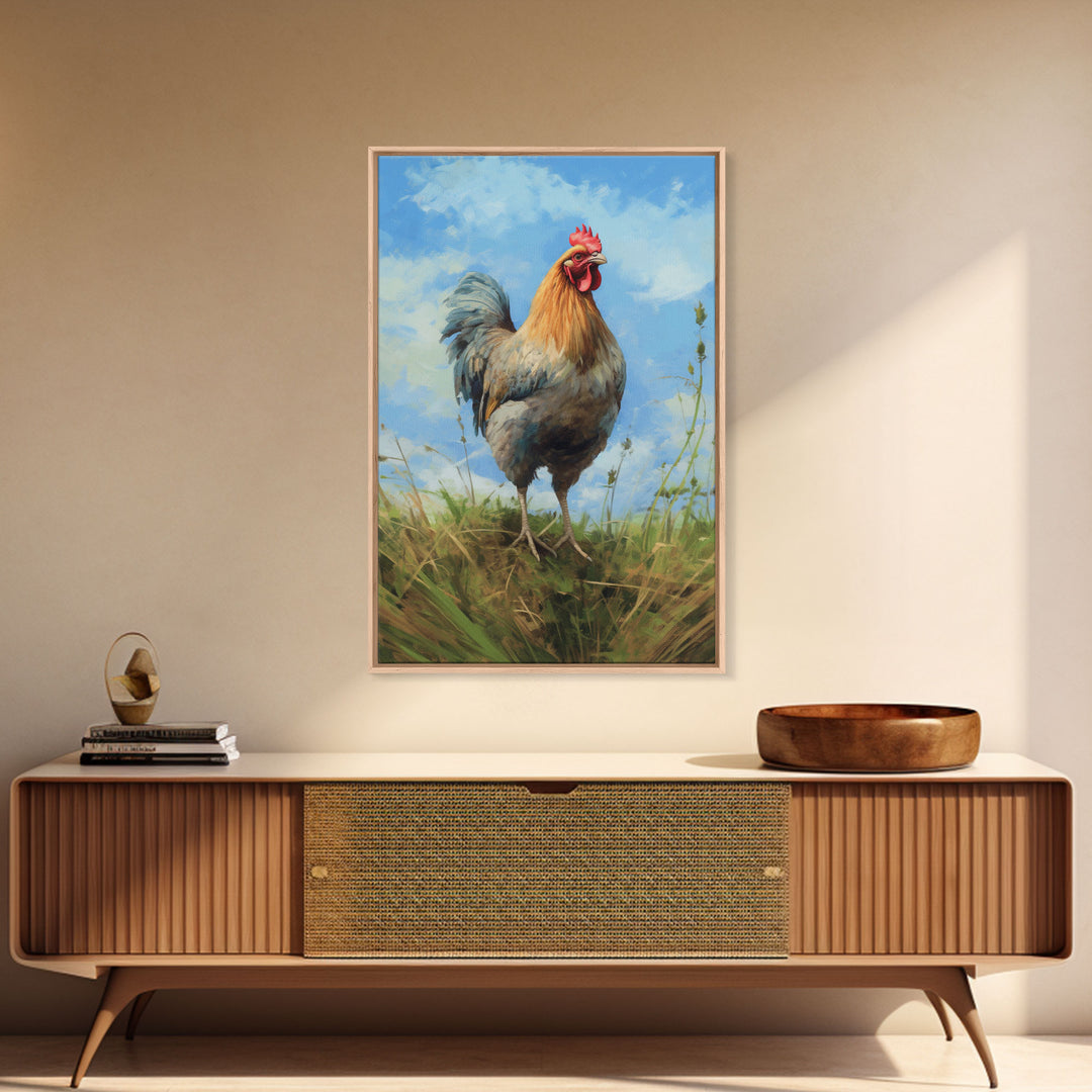 Farmhouse Art, Rooster Painting, Rooster Wall Art, Country Wall Art, Minimalist Wall Art, Wall Decor, Canvas Print, Wall Art, Framed Canvas