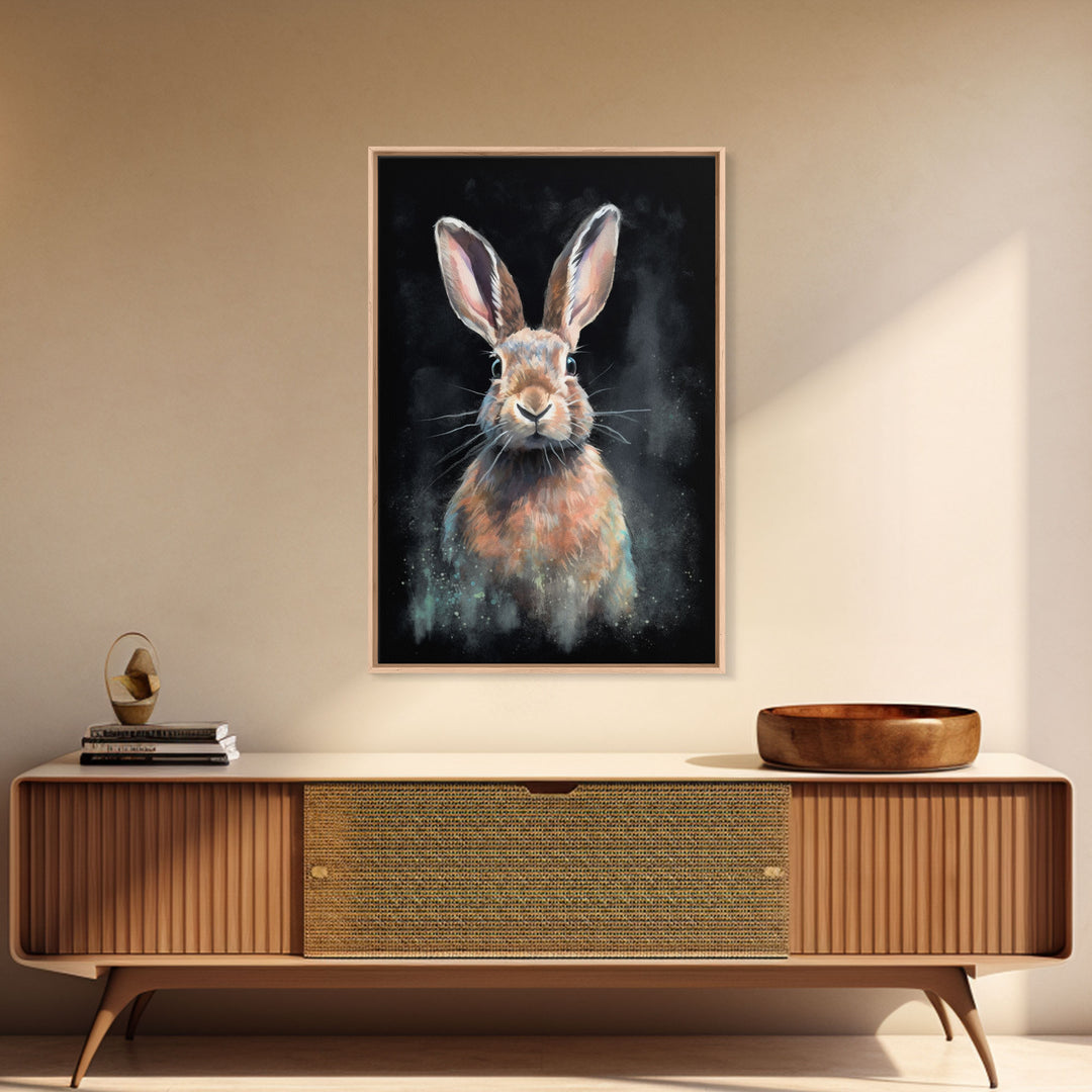 Animal Wall Art, Bunny Art Print, Rabbit Wall Decor, Minimalist Wall Art, Wall Decor, Canvas Print, Wall Art, Framed Canvas Art