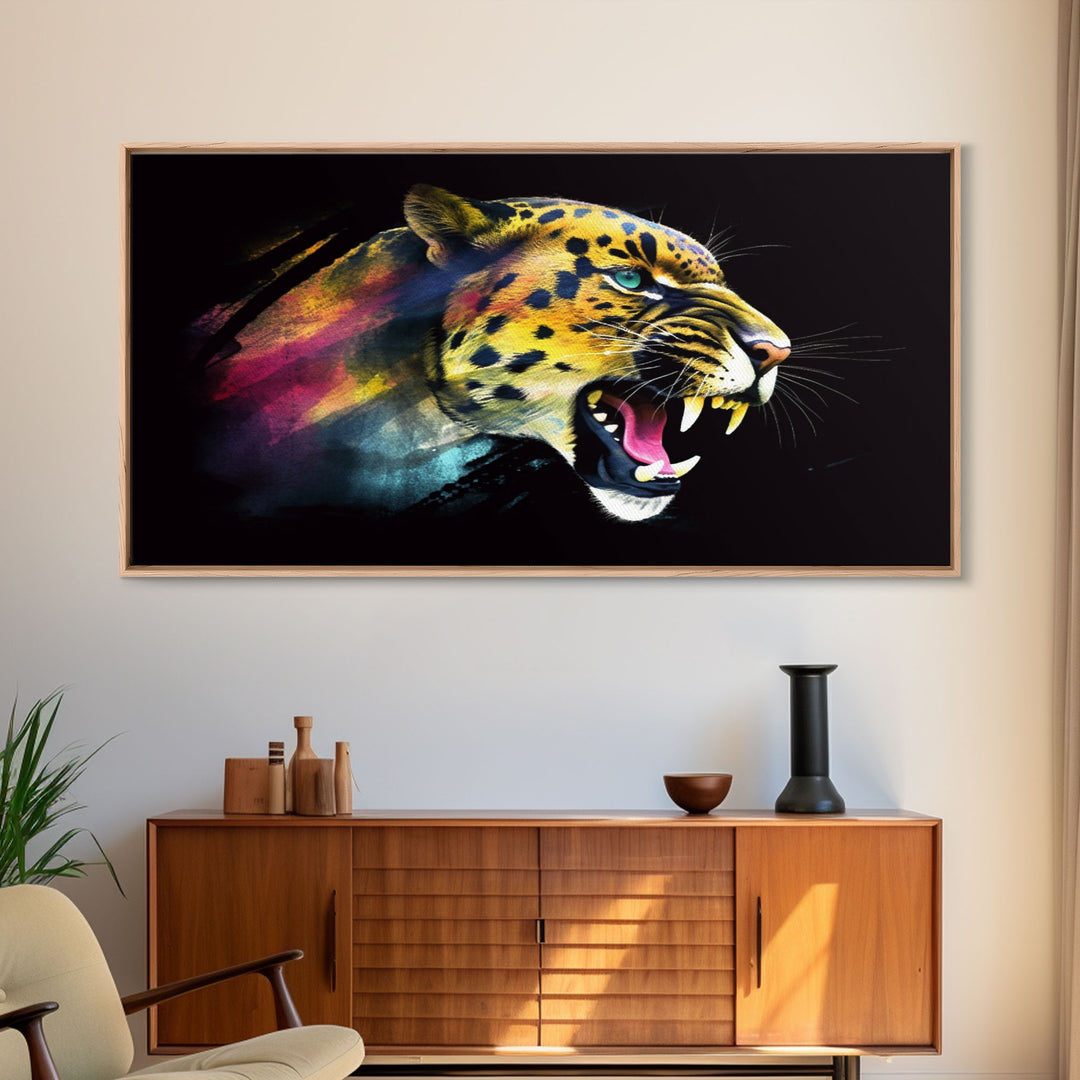 Leopard Wall Decor, Animal Wall Art, Abstract Wall Art, Nature Wall Decor, Panoramic Wall Decor, Canvas Print, Wall Art, Framed Canvas Art