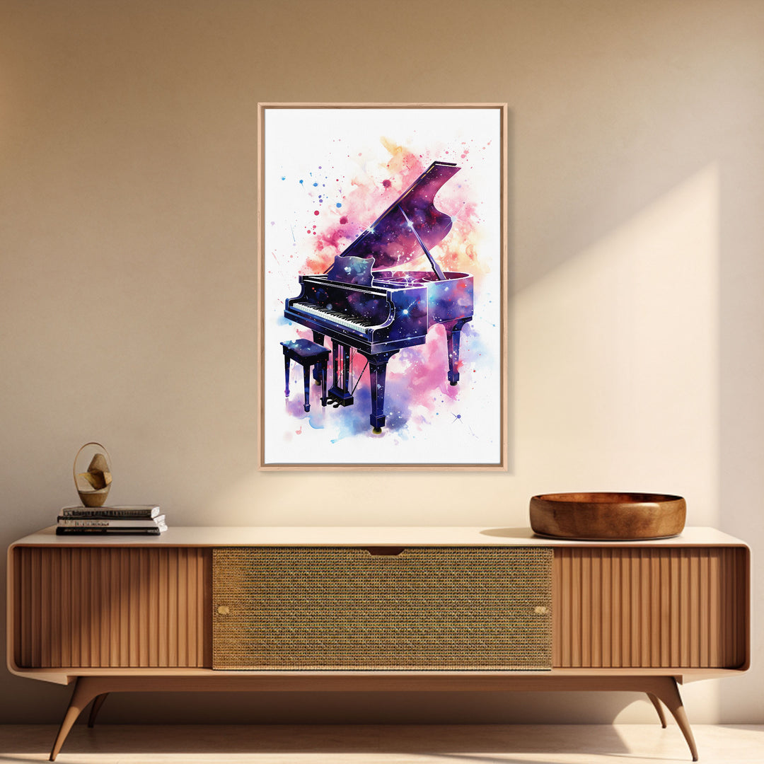 Grand Piano Wall Art, Musical Instrument Print, Studio Art, Framed Canvas Print, Piano Art, Baby Grand Piano