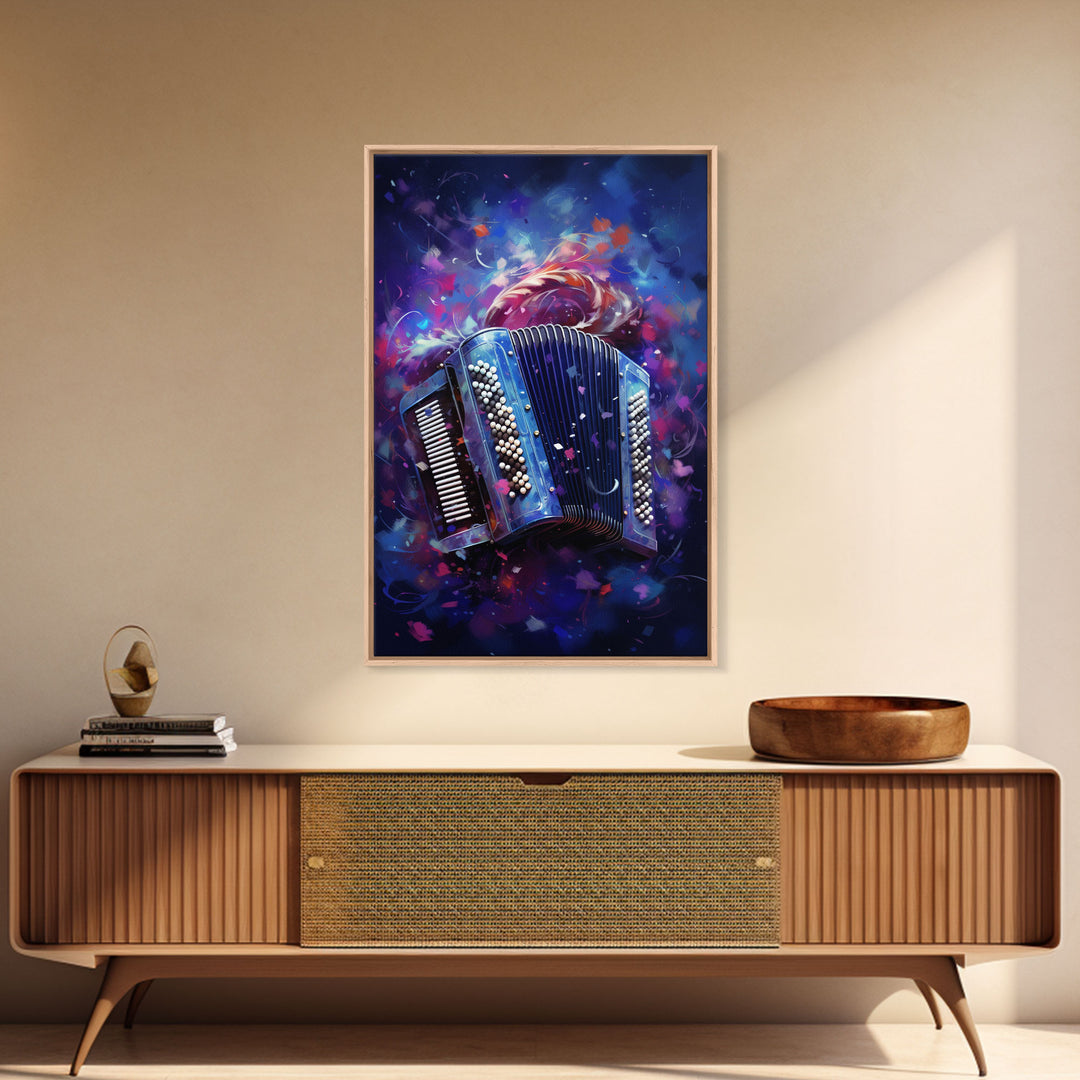 Cosmic Accordion, Instrument Print, Framed Canvas Print Or Poster, Gift For Musician