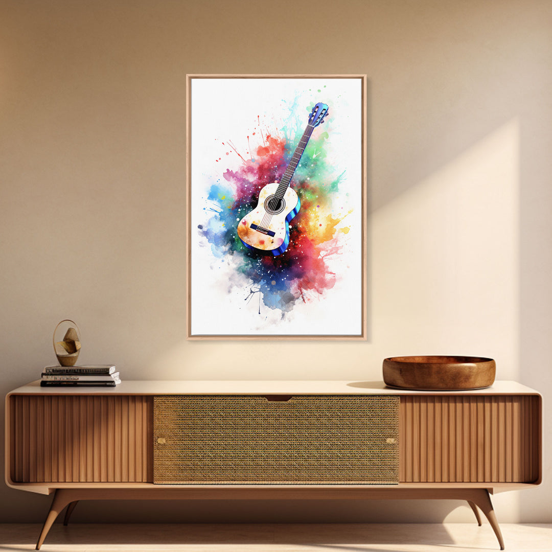 Cosmic Acoustic Guitar Wall Art Framed Canvas Print, Guitar Art, Guitar Wall Art, Music Art, Guitar Poster, Guitar Player Gift, Guitar Gifts