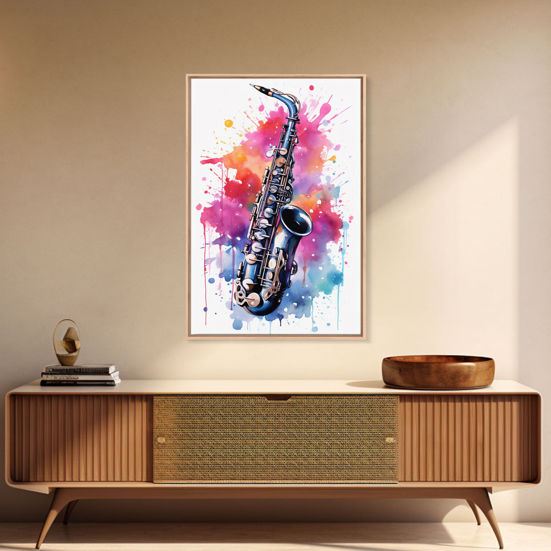 Alto Clarinet Wall Art, Musician Gift, Framed Canvas Print, Clarinet Print, Musical Instrument Art, Gift For Musician, Graffiti Music Art