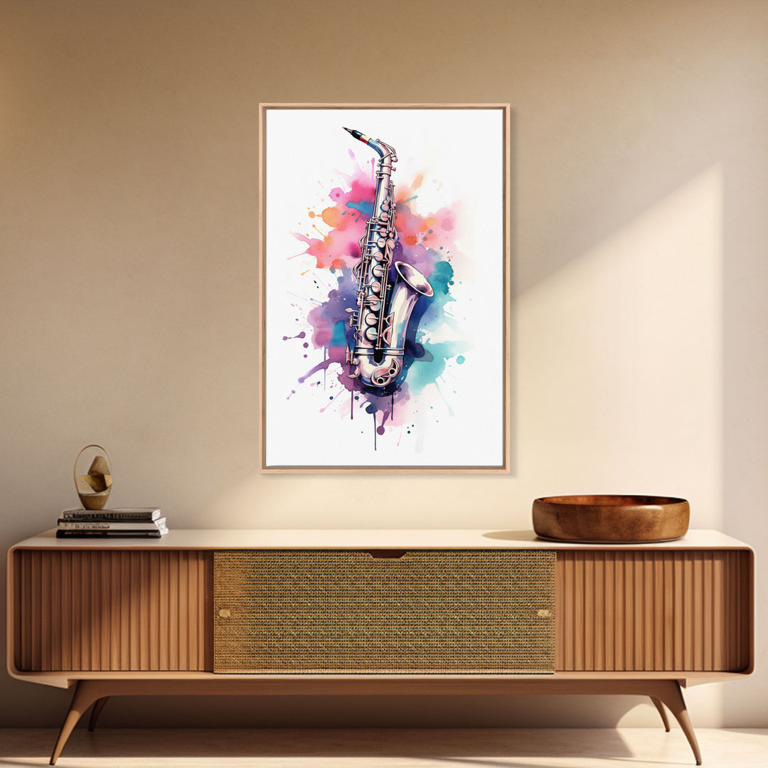 Bassett Clarinet Wall Art, Musician Gift, Framed Canvas Print, Clarinet Print, Musical Instrument Art, Gift For Musician, Graffiti Music Art