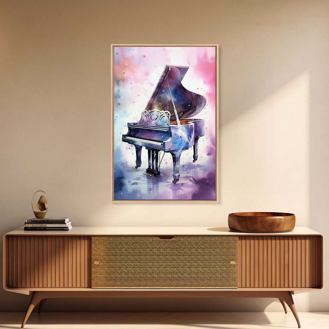 Grand Piano Wall Art, Musical Instrument Print, Studio Art, Framed Canvas Print, Piano Art, Baby Grand Piano