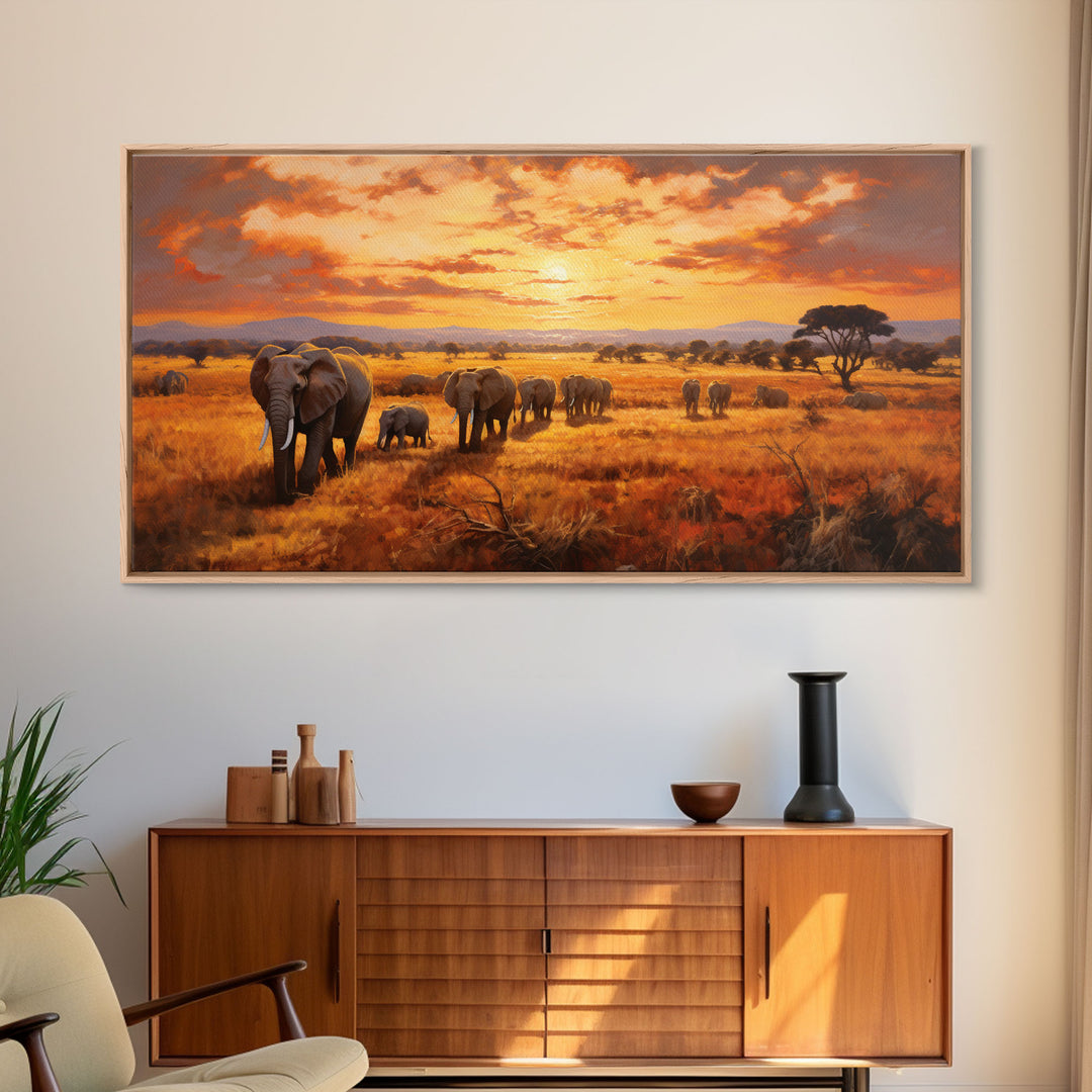 Elephant Wall Art, Animal Art, Safari Wall Art, Panoramic Art, Wall Art, Canvas Art, Landscape Art, Rustic Wall Decor, Military Gift, Prints