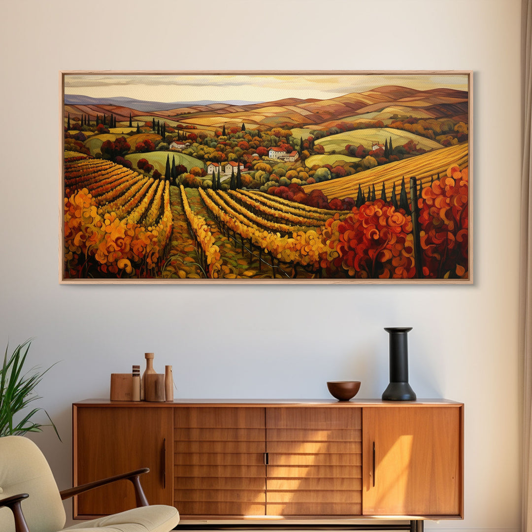 The Italian Countryside In The Fall, Framed Canvas Print, Boho Decor, Autumn Art, Fall Decor, Farmhouse Decor, Best Seller, Fall Centerpiece