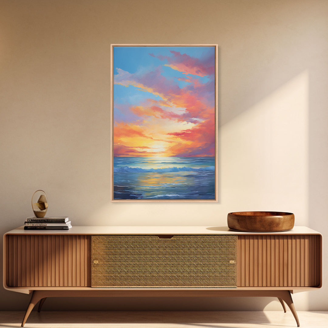 Ocean Wall Art, Seascape Print, Sunset Wall Print, Canvas Print, Wall Art, Vertical Art, Gift For The Home, Beach House Wall Decor, Office