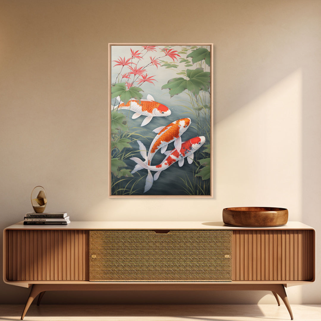 Fish Painting, Zen Wall Art, Koi Fish Wall Art, Fish Wall Art, Canvas Print, Wall Art, Vertical Art, Southern Decor, Office Wall Decor