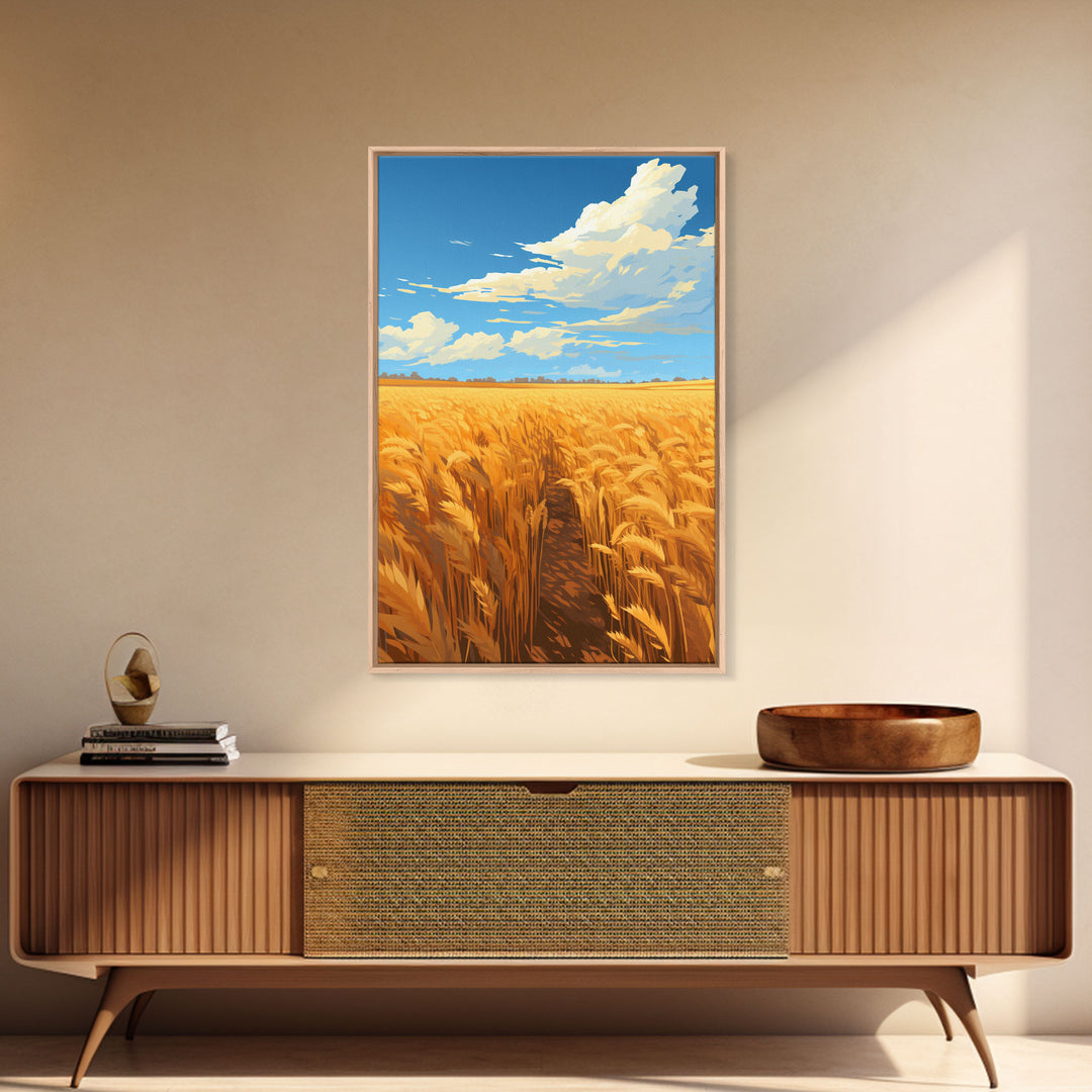 Farm Wall Print, Wheat Feld Wall Art. Countryside Art, Canvas Print, Wall Art, Vertical Art, Couple Gift, Ranch Wall Art, Bedroom Prints