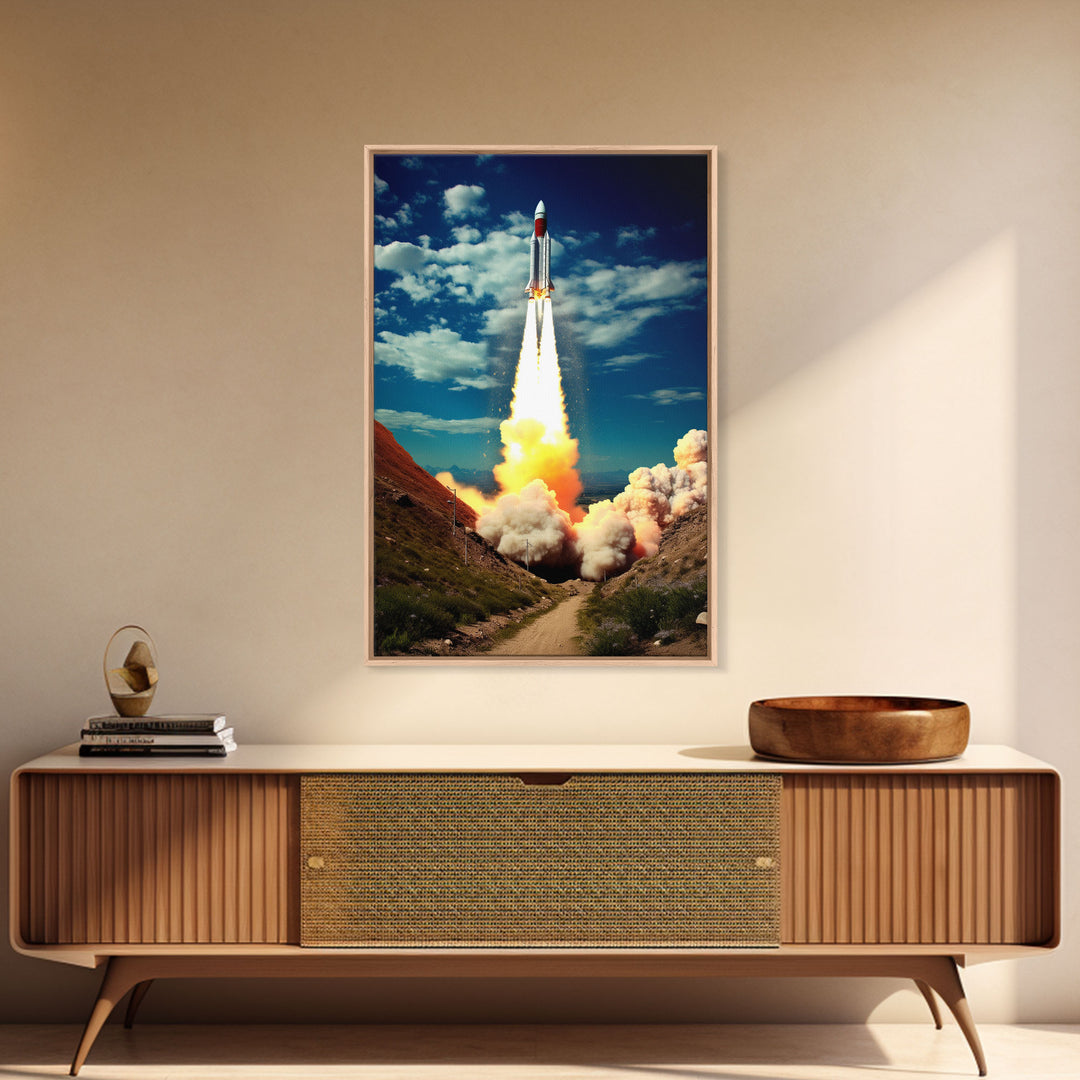 Space Rocket Wall Art, Space Art, Science Art Print, Spaceship Art, Canvas Print, Wall Art, Vertical Art, Unique Gift, Nerdy Home Decor