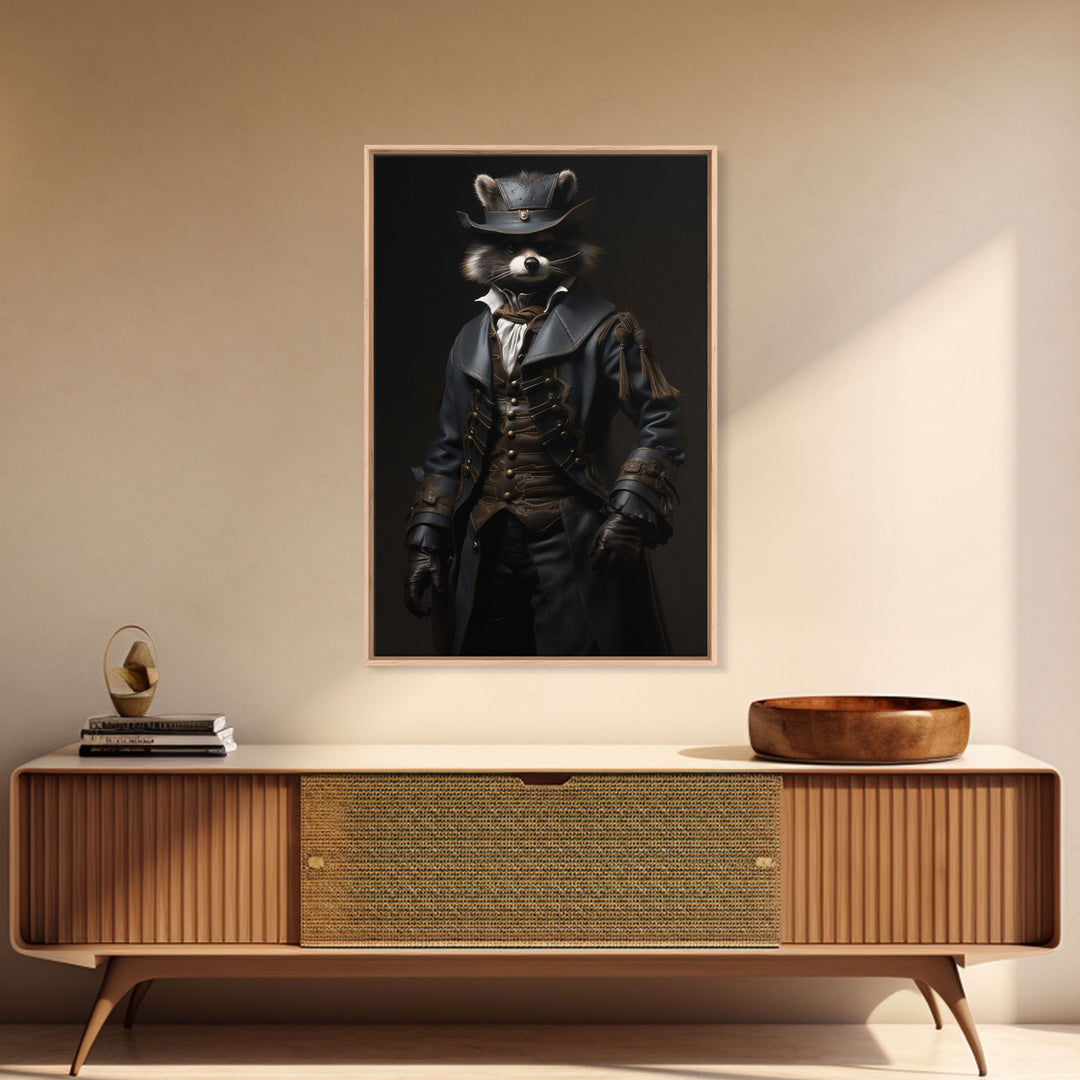 Funny Raccoon Art, Framed Canvas Print Or Poster, Funny Halloween Art, Victorian Raccoon Oil Painting Portrait