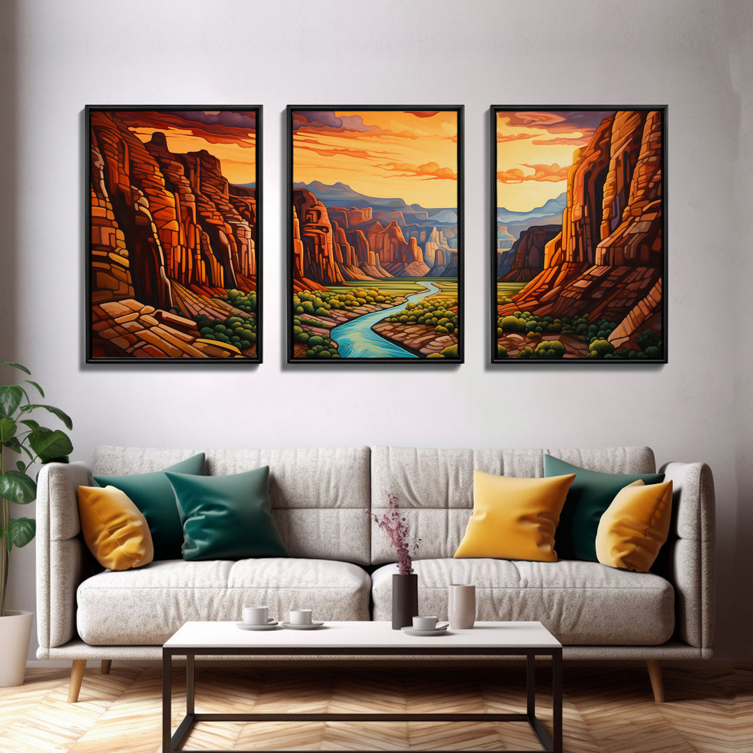 Canyon Art, River Wall Art, Landscape Wall Print, Canvas Print, Wall Art, 3 Piece Wall Art, Appreciation Gift, Ranch Decor, Western Wall Art