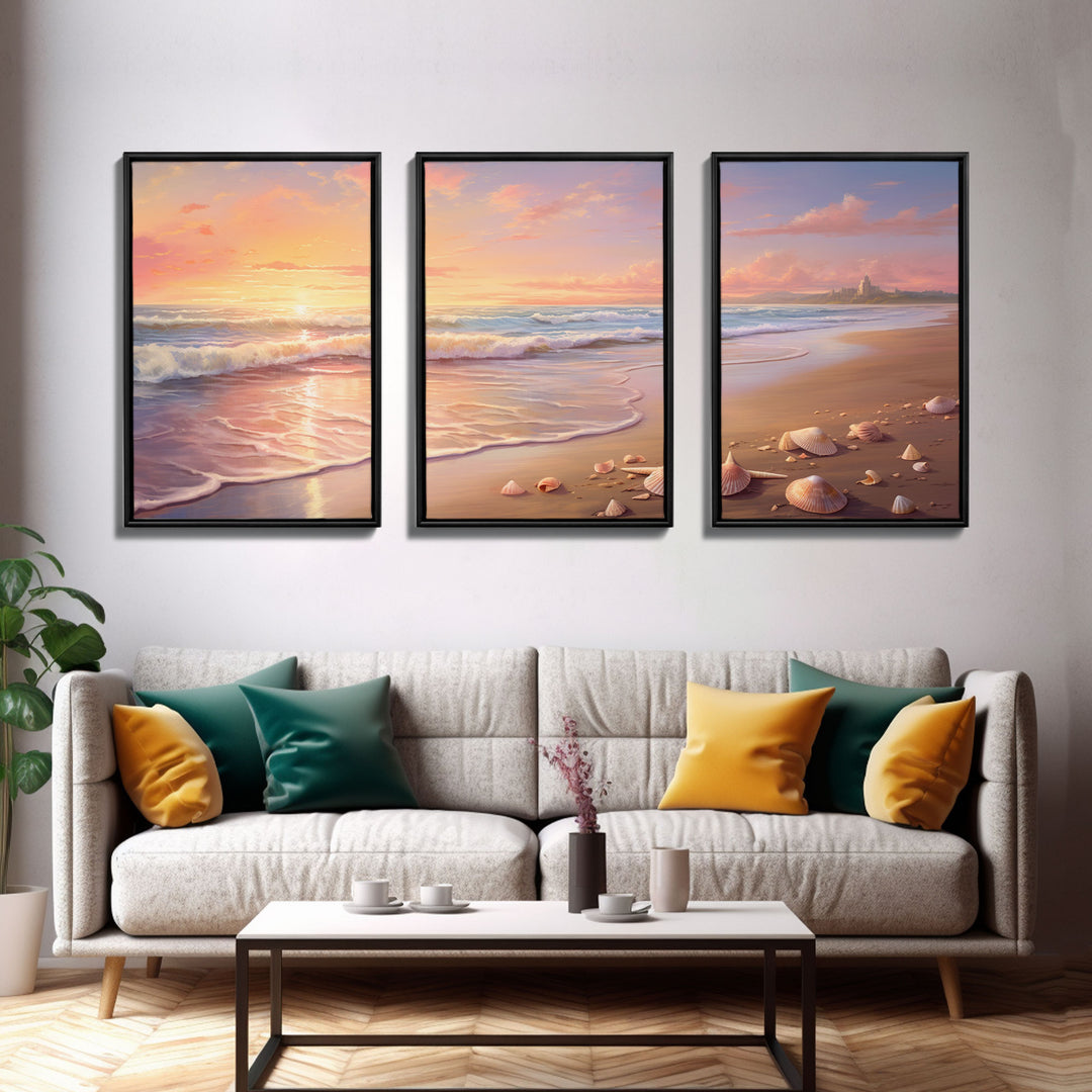 Seascape Canvas Print oil Painting, Original Abstract Ocean Painting, 3 Piece Set, Large Wall Art, Modern Wall Decor, Living room Home Decor