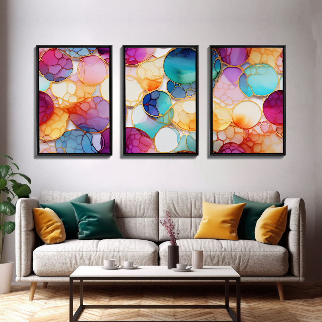 Vibrant Wall Print, Abstract Art Print, Canvas Print, Wall Art, 3 Piece Wall Art, Abstract Wall Art, Above Couch Wall Art, House Wall Art