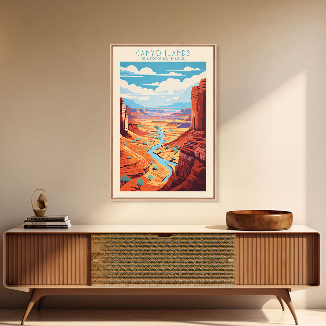 Canyonlands National Park Utah Travel Art, National Park Print, Minimalist Travel Art, Midcentury Modern Style Landscape Painting