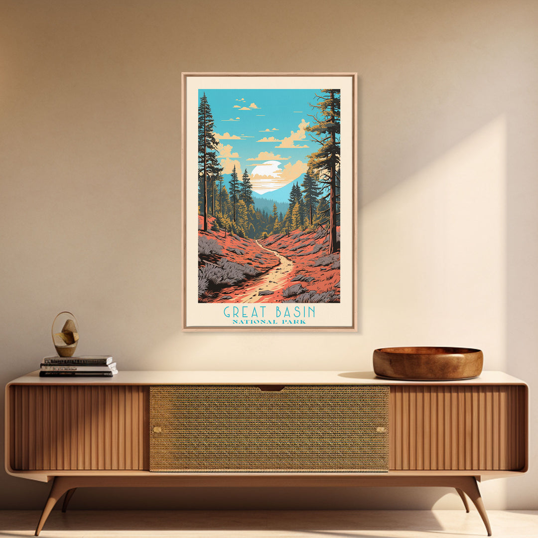 Grand Teton National Park Travel Poster Art, Canvas Print Wall Art, Nevada Travel Art, Midcentury Modern Travel Decor, MCM Wall Art