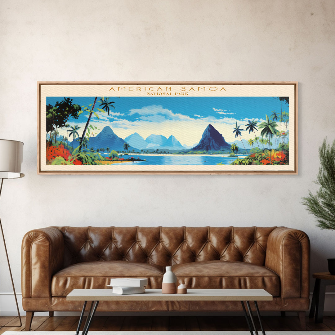 American Samoa National Park, Panoramic Samoa Travel Art, National Park Print, Minimalist Travel Art, Midcentury Modern Style Landscape