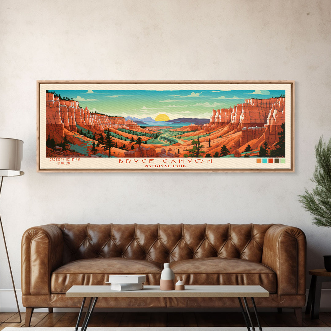 Bryce Canyon National Park, Panoramic Utah Travel Art, National Park Print, Minimalist Travel Art, Midcentury Modern Style Landscape