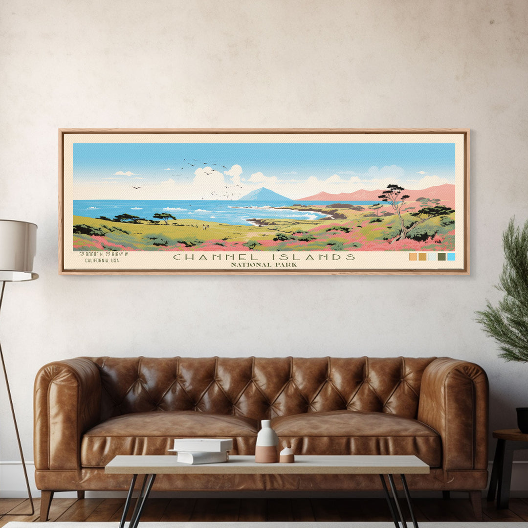 Channel Islands National Park Panoramic California Travel Art, National Park Print, Minimalist Travel Art, Midcentury Modern Style Landscape