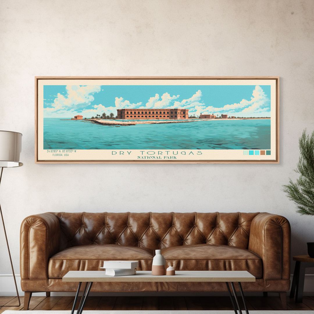 Dry Tortugas National Park, Panoramic Florida Travel Art, National Park Print, Minimalist Travel Art, Midcentury Modern Style Landscape