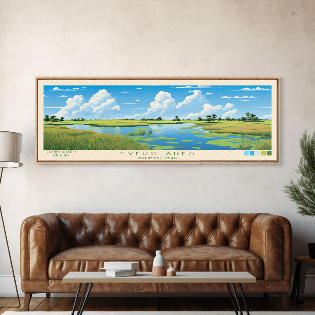 Everglades National Park, Panoramic Florida Travel Art, National Park Print, Minimalist Travel Art, Midcentury Modern Style Landscape