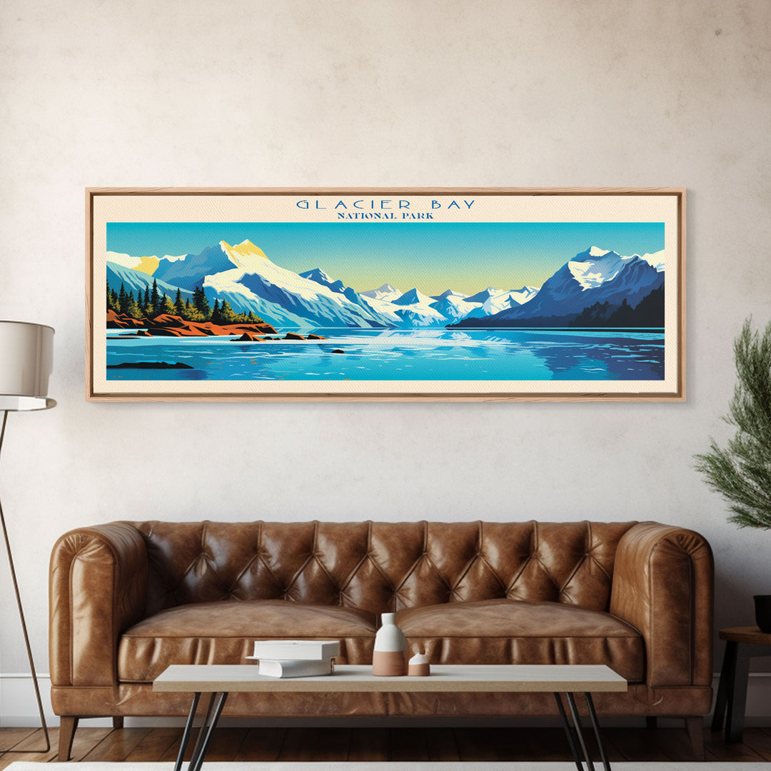 Glacier Bay National Park, Panoramic Alaska Travel Art, National Park Print, Minimalist Travel Art, Midcentury Modern Style Landscape