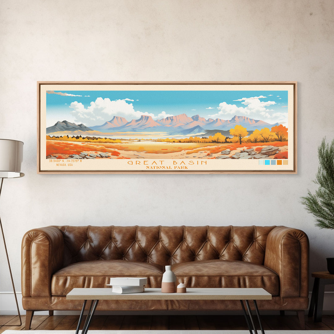 Great Basin National Park, Panoramic Nevada Travel Art, National Park Print, Minimalist Travel Art, Midcentury Modern Style Landscape