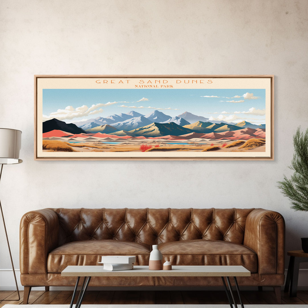 Great Sand Dunes National Park, Panoramic Colorado Travel Art, National Park Print, Minimalist Travel Art, Midcentury Modern Style Landscape