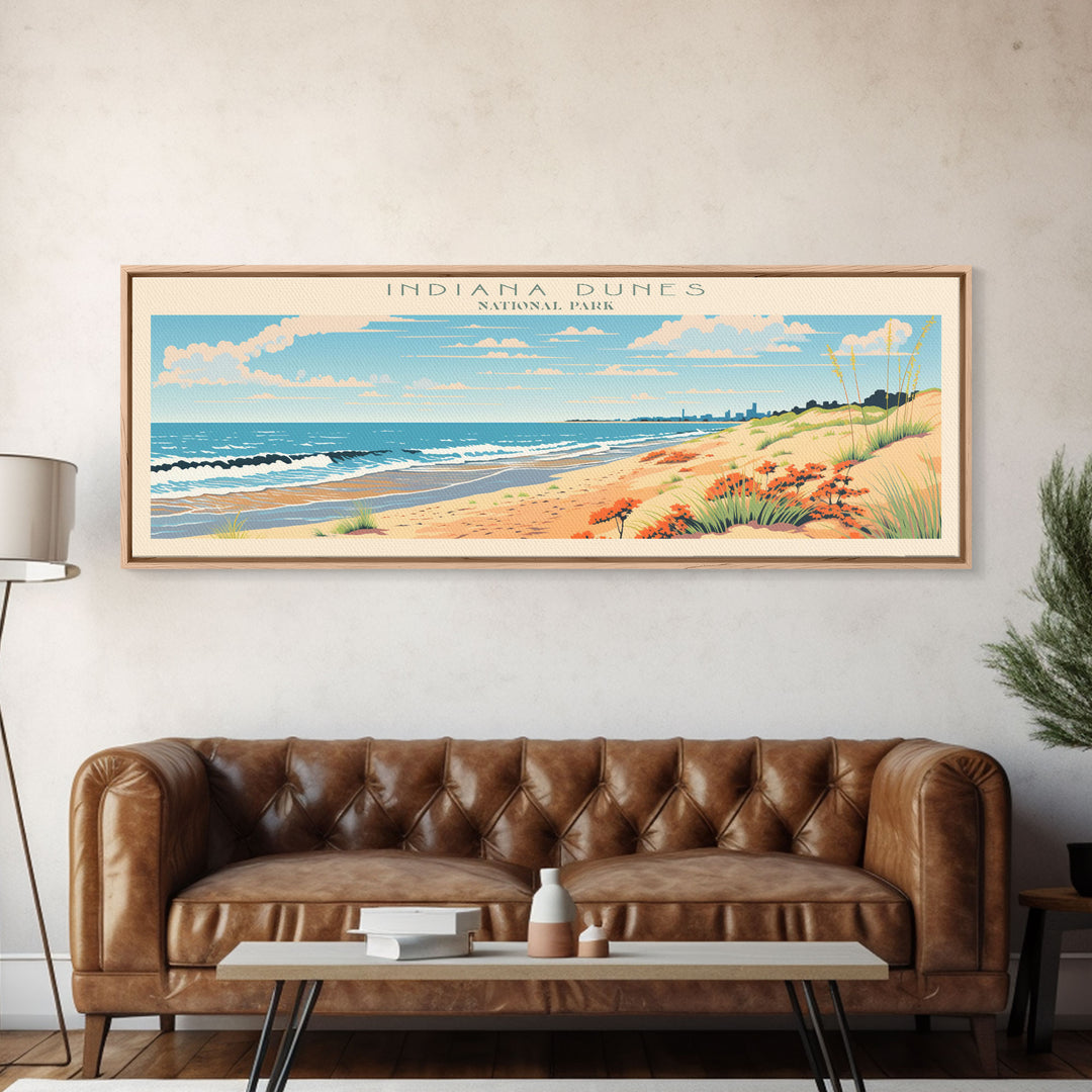 Indiana Dunes National Park, Panoramic Indiana Travel Art, National Park Print, Minimalist Travel Art, Midcentury Modern Style Landscape