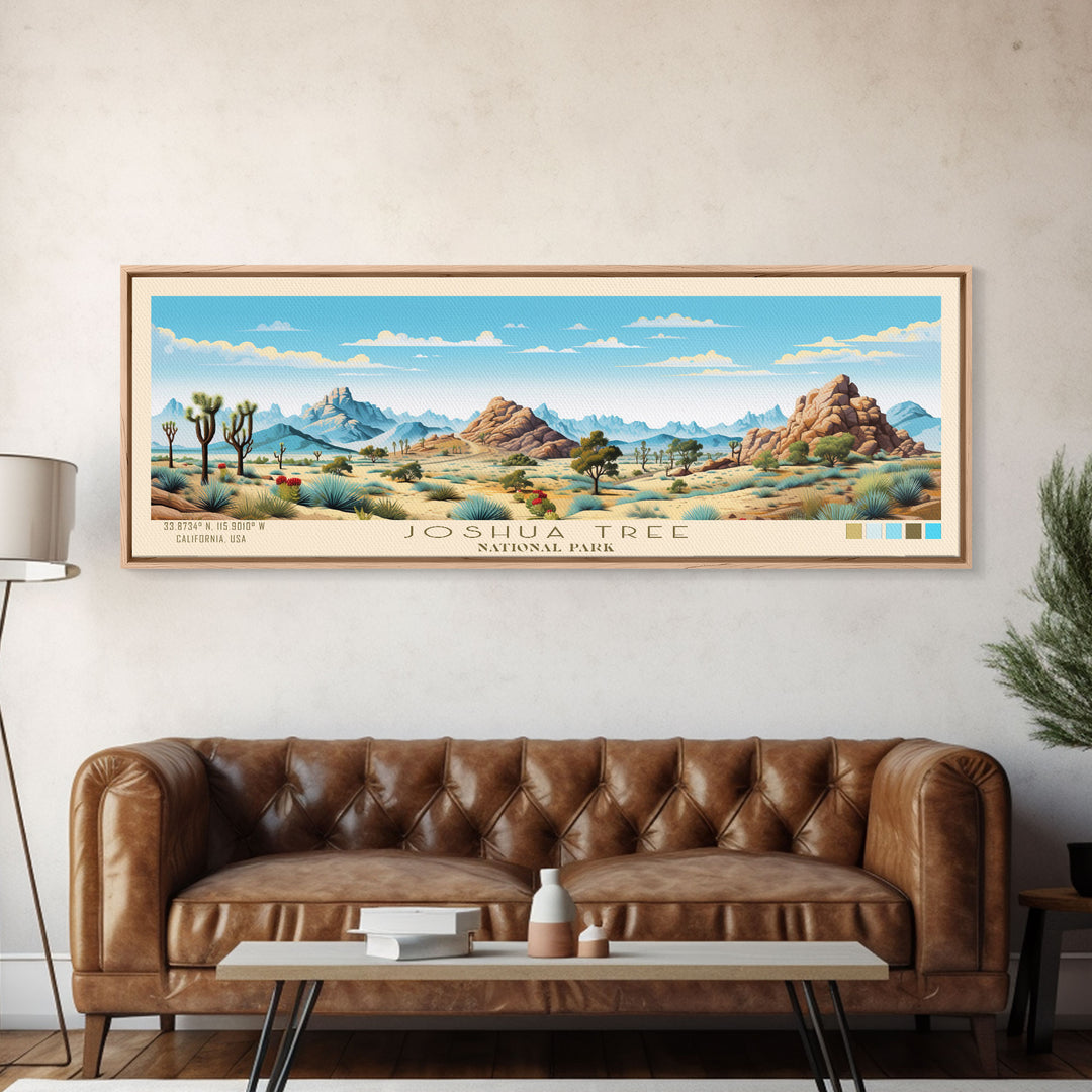 Joshua Tree National Park, Panoramic California Travel Art, National Park Print, Minimalist Travel Art, Midcentury Modern Style Landscape