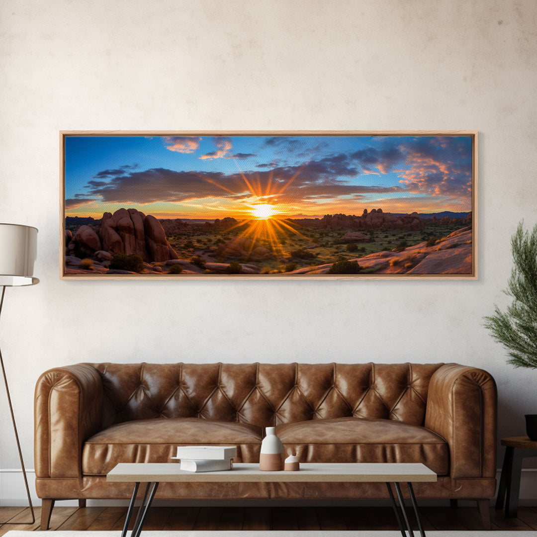 Photographic Panoramic of Arches National Park, Sunset Photography, National Park Art, Framed Canvas Print, Landscape Photography