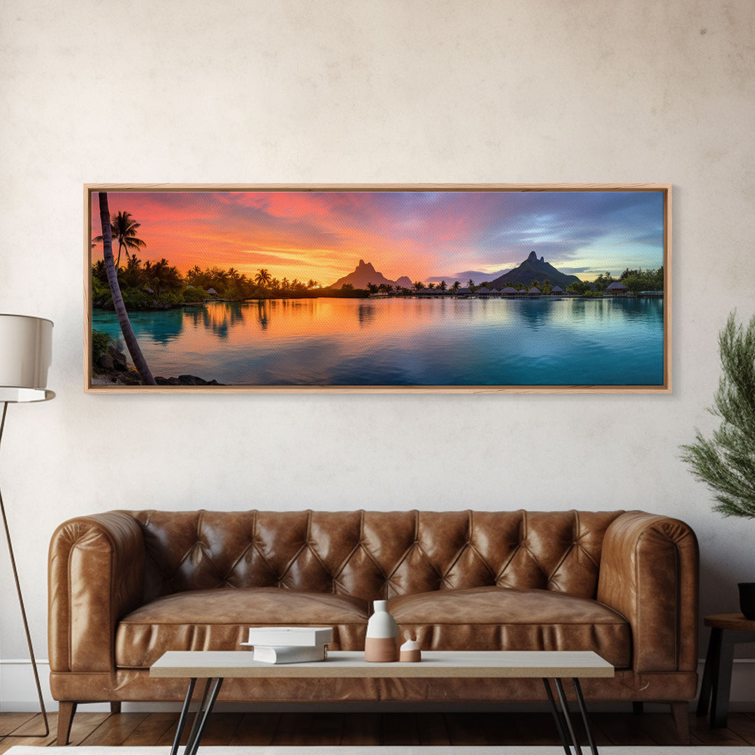 Beautiful Bora Bora Vacation Art, Bora Bora Photography Print, Panoramic Beach Art, Panoramic Photo Print, Lake House Art, Travel Decor